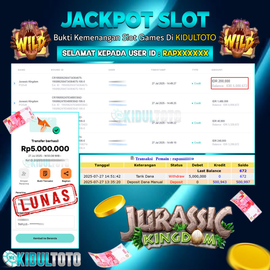 User RAP****** Menang Besar senilai Rp 5.000.000