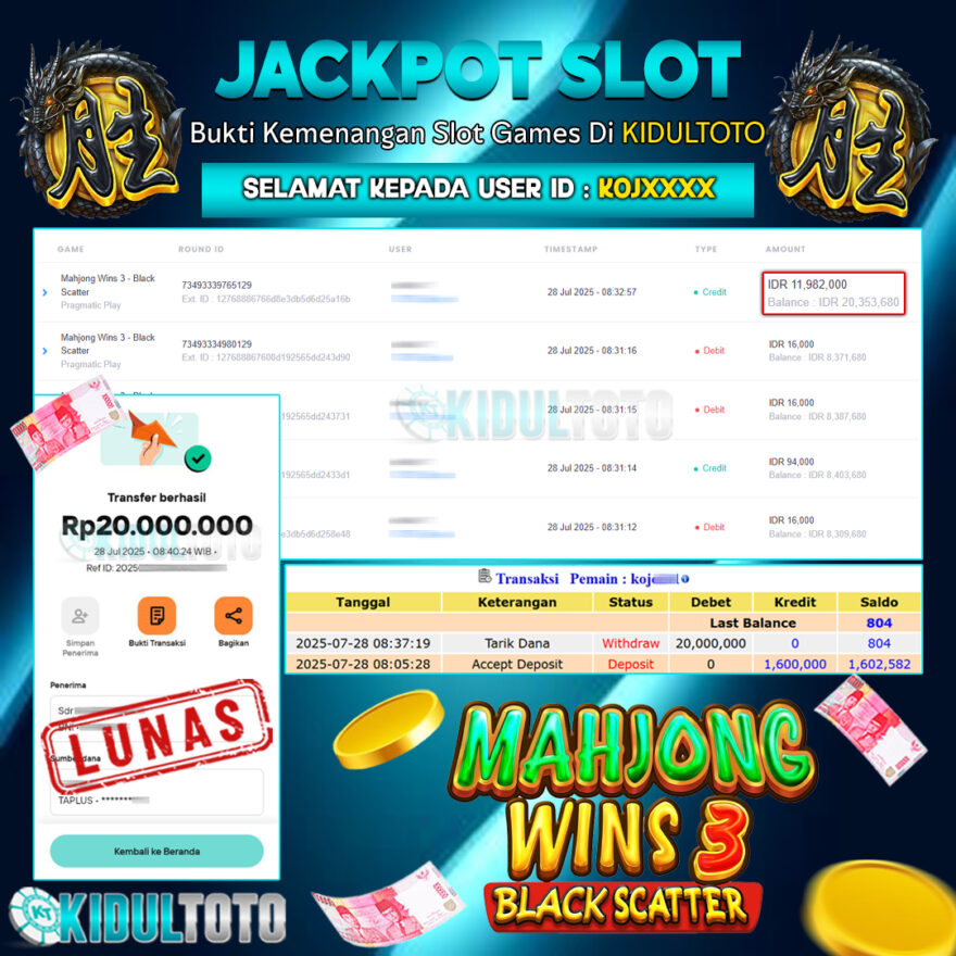 User KOJ**** Menang Besar senilai Rp 20.000.000
