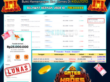 User FRE***** Menang Besar senilai Rp 25.000.000