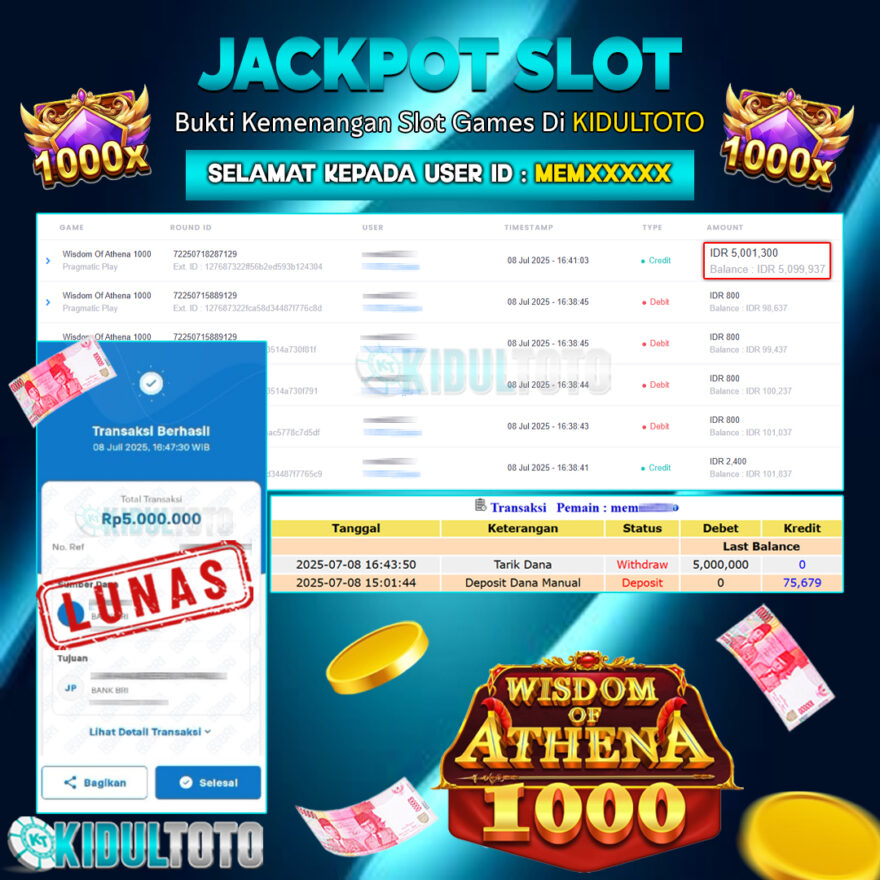 User MEM***** Menang Besar senilai Rp 5.000.000