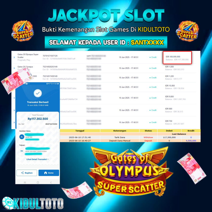 User SANT**** Menang Besar senilai Rp 117.302.500