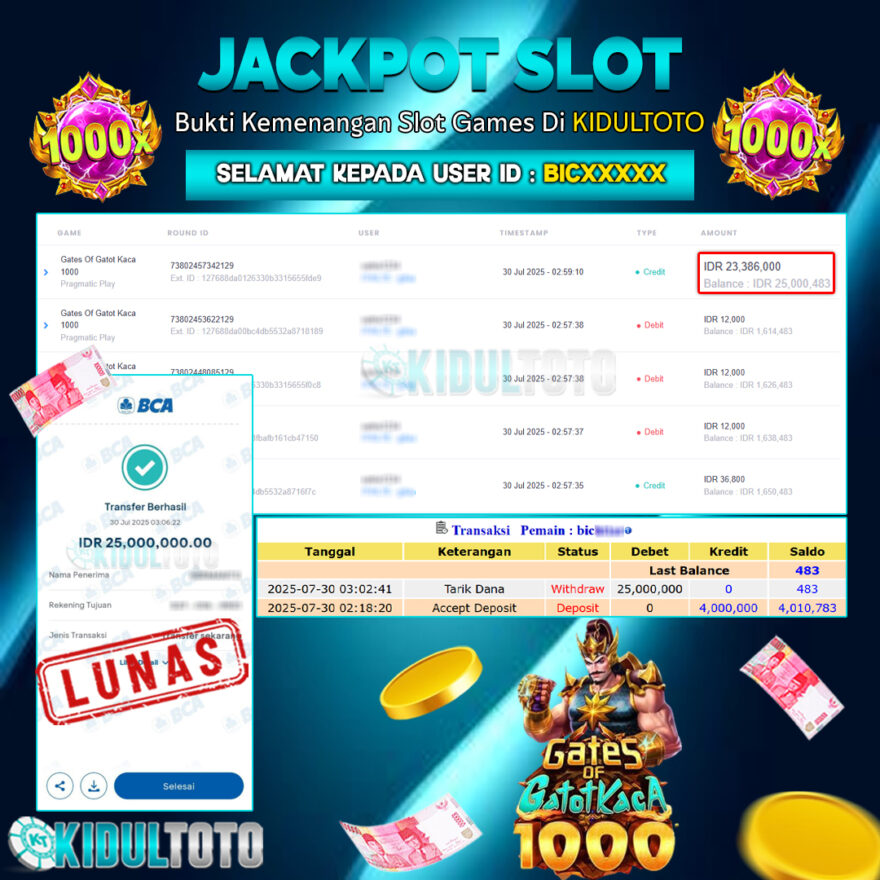 User BIC***** Menang Besar senilai Rp 25.000.000