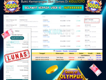 User HUT****** Menang Besar senilai Rp 8.500.000