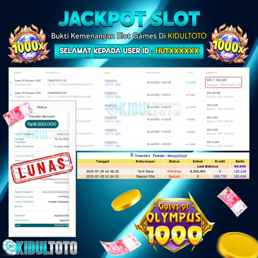 User HUT****** Menang Besar senilai Rp 8.500.000