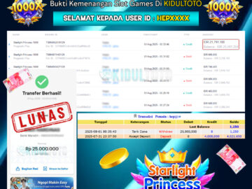 User HEP**** Menang Besar senilai Rp 25.000.000