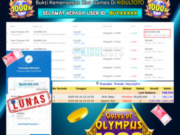 User BUY***** Menang Besar senilai Rp 30.000.000