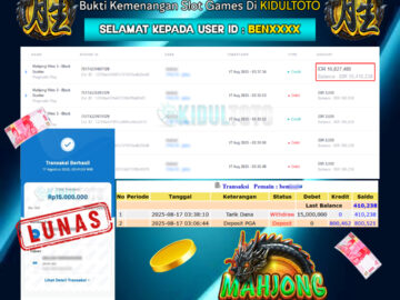User BEN**** Menang Besar senilai Rp 15.000.000