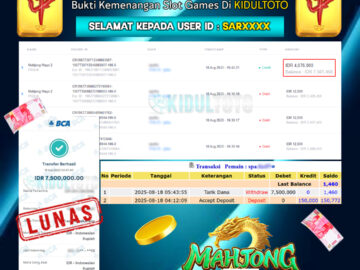 User SAR**** Menang Besar senilai Rp 7.500.000