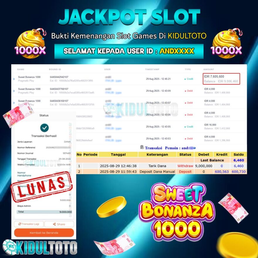 User AND**** Menang Besar senilai Rp 9.000.000