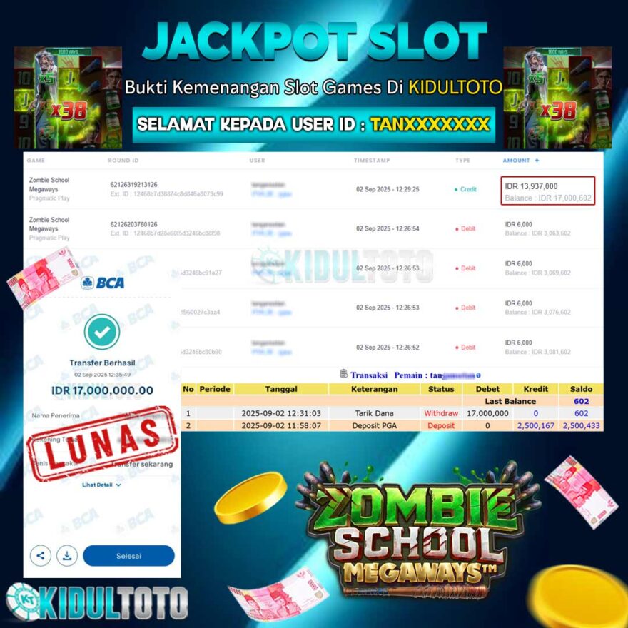 User TAN******** Menang Besar senilai Rp 17.000.000