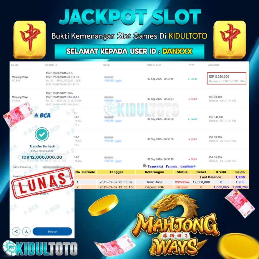 User DAN*** Menang Besar senilai Rp 12.000.000