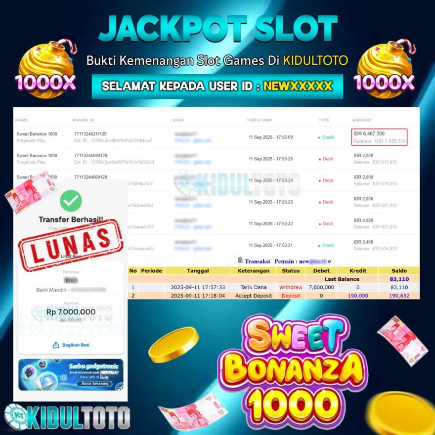 User NEW***** Menang Besar senilai Rp 7.000.000