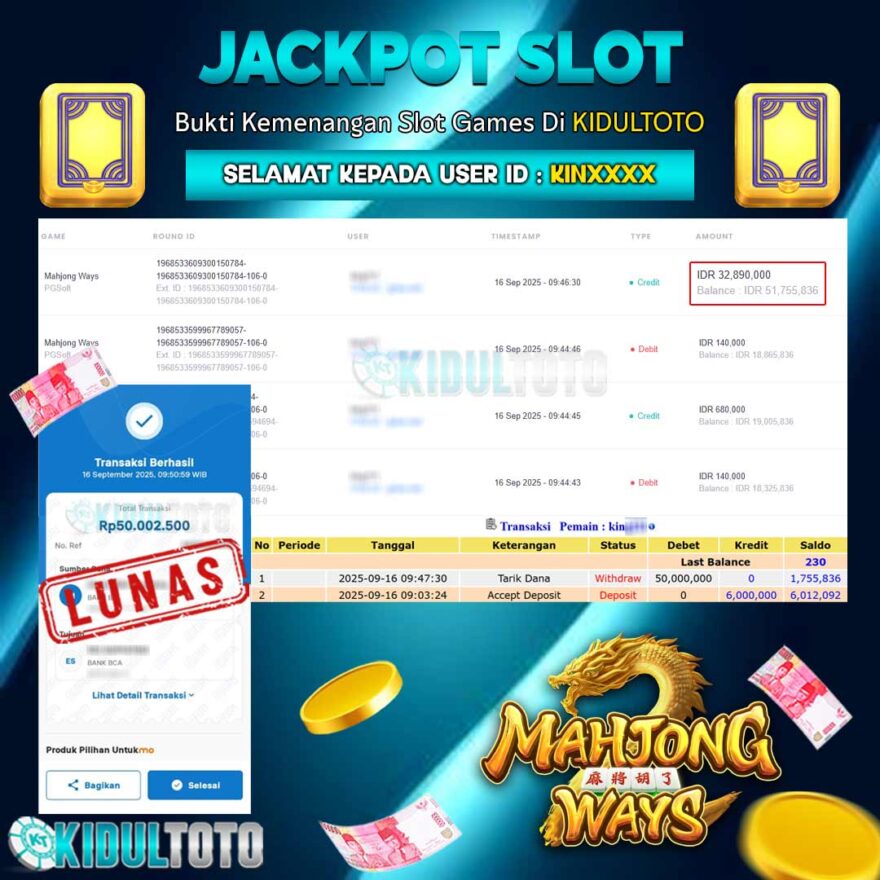 User KIN**** Menang Besar senilai Rp 50.000.000