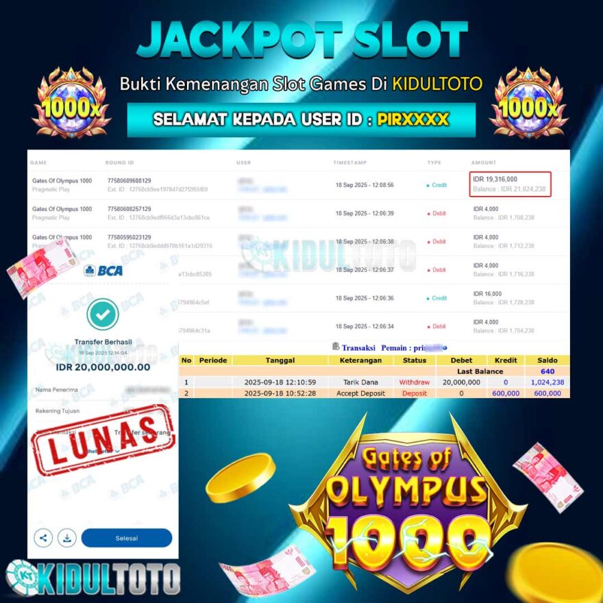 User PRI**** Menang Besar senilai Rp 20.000.000