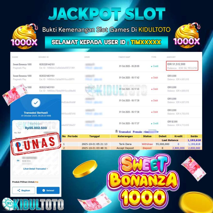 User TIM***** Menang Besar senilai Rp 55.000.000