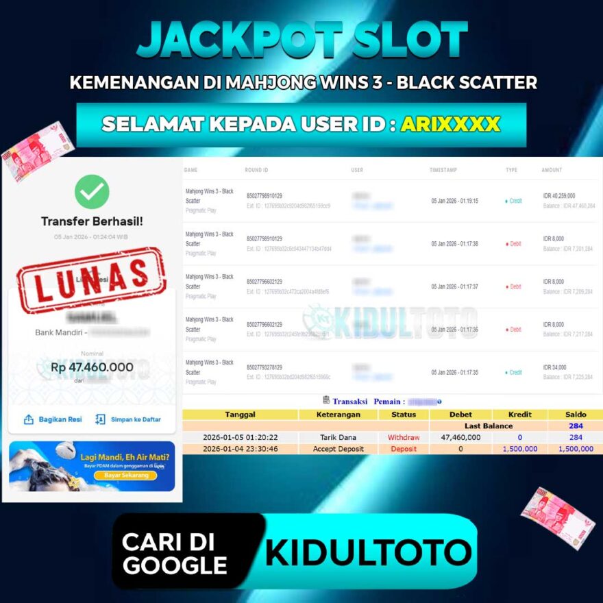 User ARI**** Menang Besar senilai Rp 47.460.000